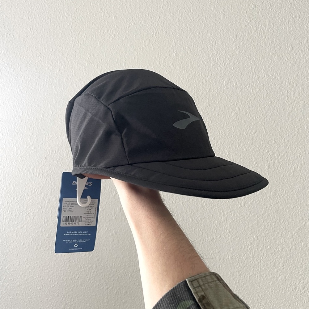 Brooks Black Running Cap ultralight packable